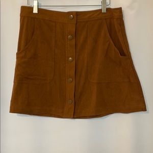 Brown Suede Button Up Skirt